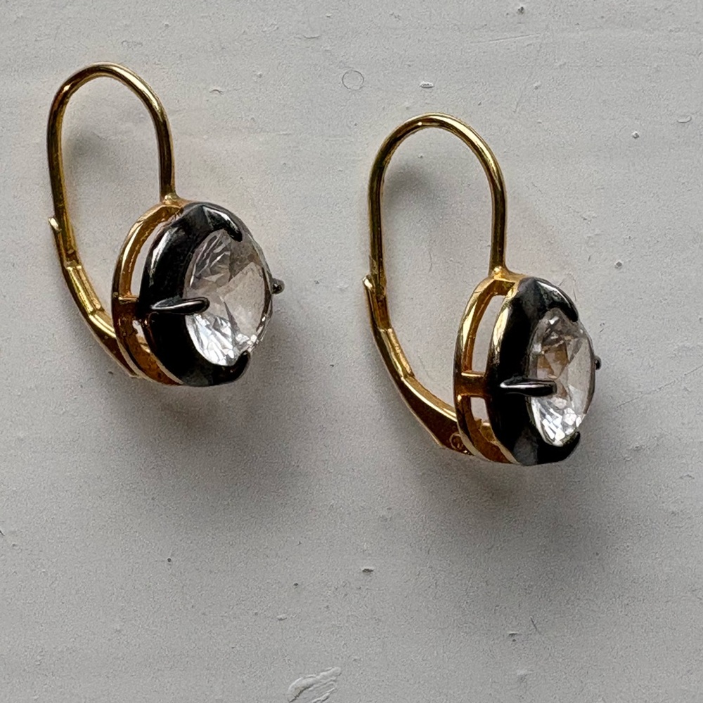 Dorsey Lucien Gold 2 Carat Leverback Earrings White Sapphire